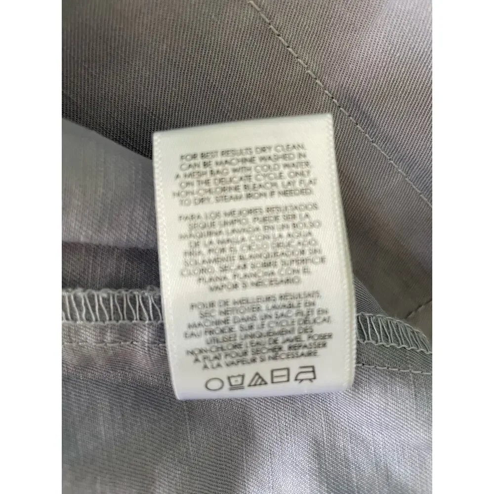 Cabi Tanner Trench Coat Linen Cotton Blend in Silver Lake Size Small